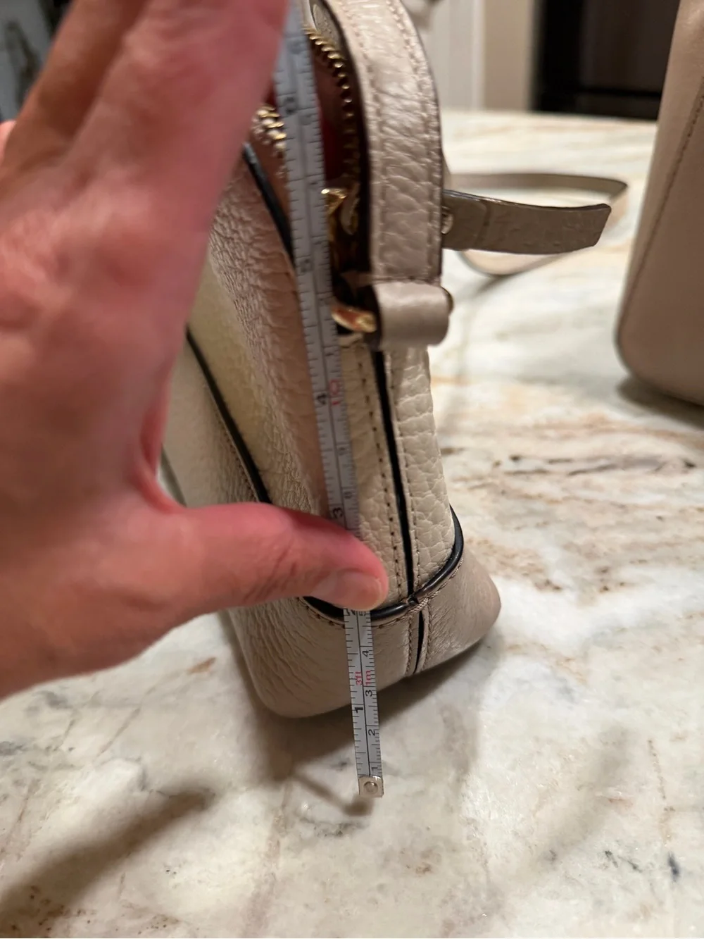 kate spade Cream and Taupe Pebbled Leather Crossbody